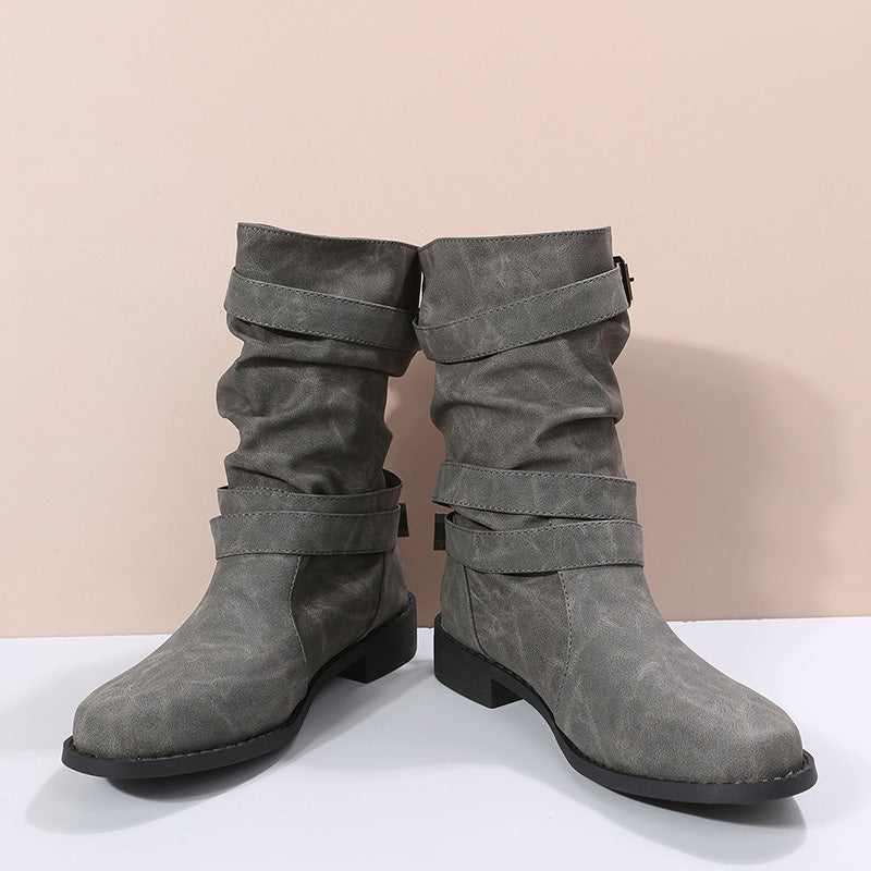 ✨Herbst-Neuheiten: Damen Stiefeletten mit niedrigem Absatz und Schnalle