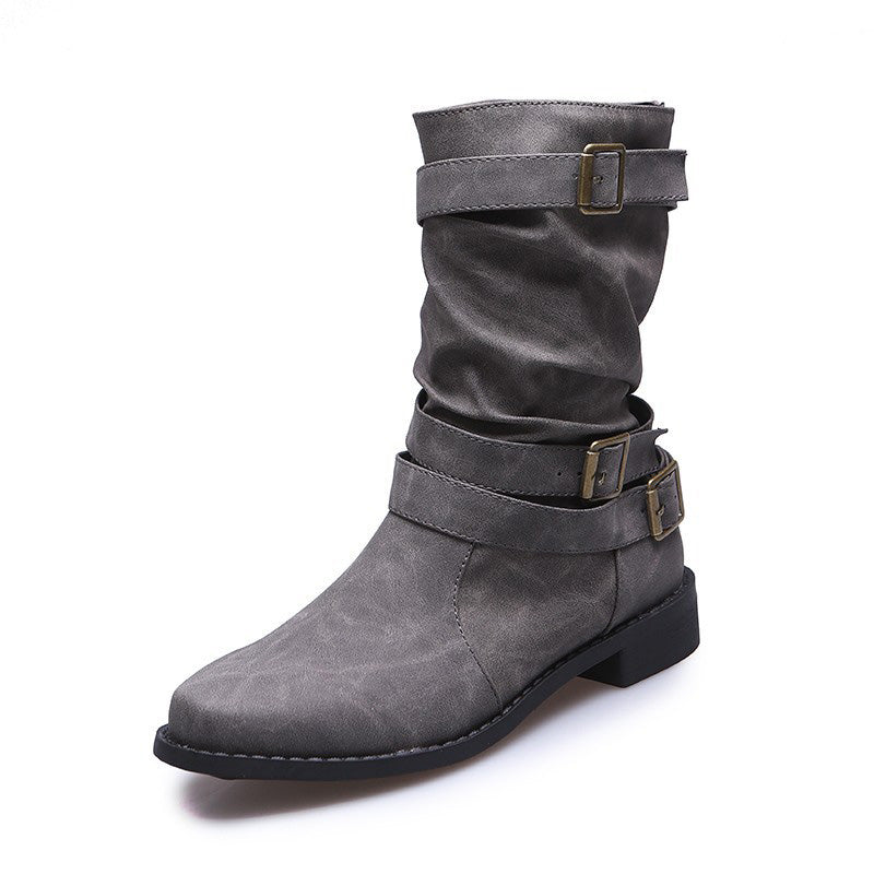 ✨Herbst-Neuheiten: Damen Stiefeletten mit niedrigem Absatz und Schnalle