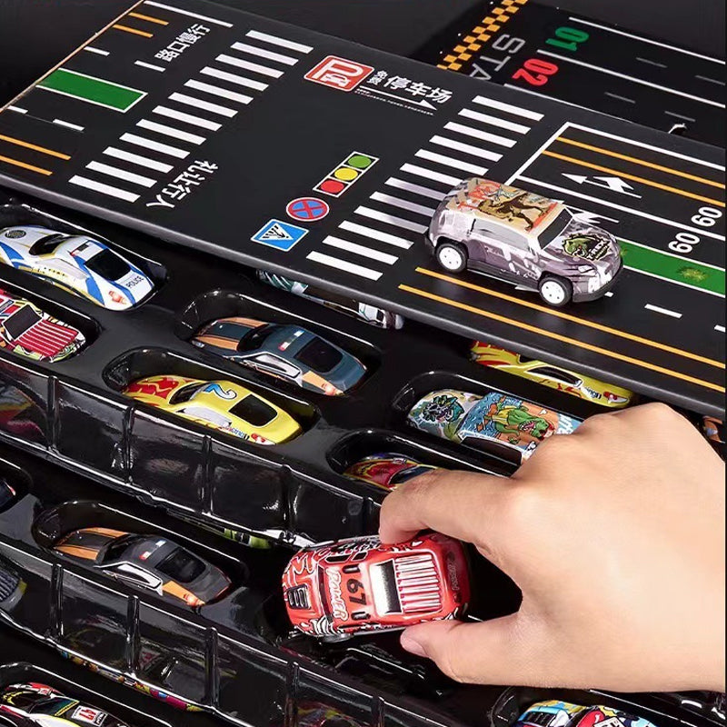 💝Das beste Geschenk💝48 Mini-Rückziehautos mit eingebautem Garagenset
