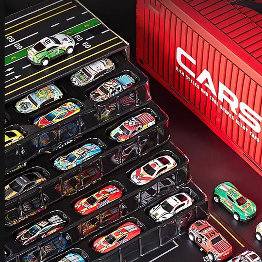 💝Das beste Geschenk💝48 Mini-Rückziehautos mit eingebautem Garagenset