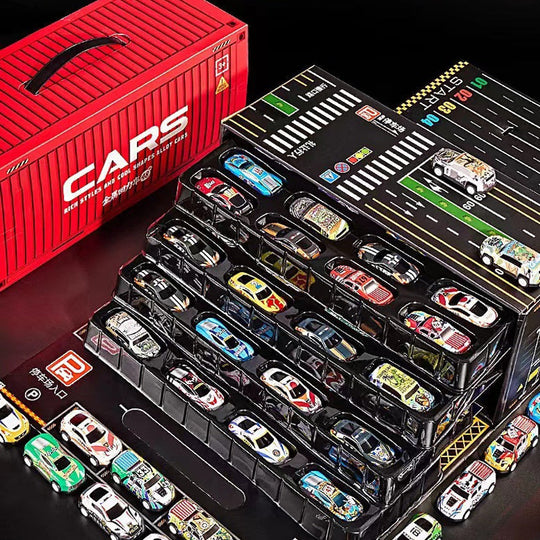 💝Das beste Geschenk💝48 Mini-Rückziehautos mit eingebautem Garagenset