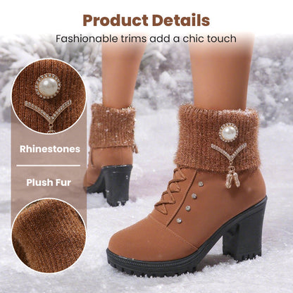 📢50% RABATT!!!⏰Warm gefütterte Damenstiefeletten mit Blockabsatz