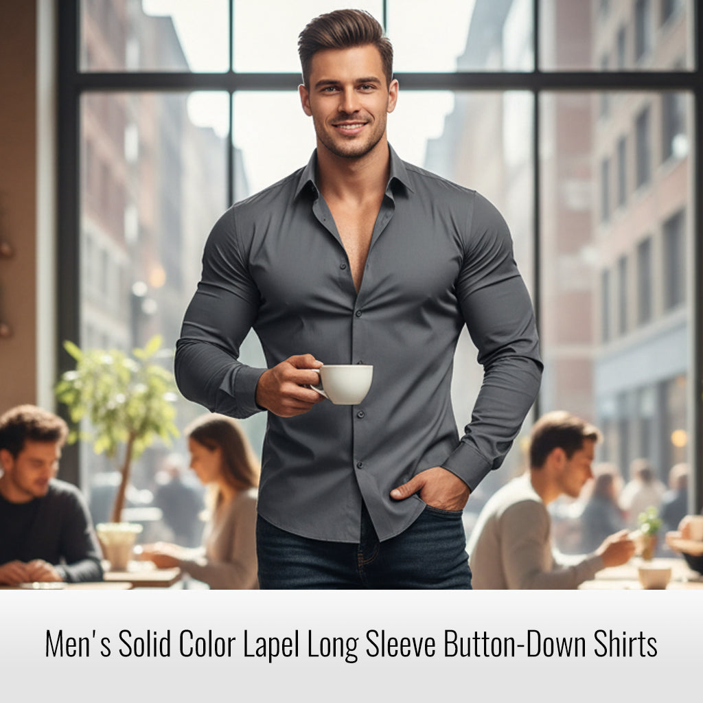🔥Black-Friday-Mega-Angebot – 50 % Rabatt!🔥Herren Langarmhemd mit Stehkragen in Uni