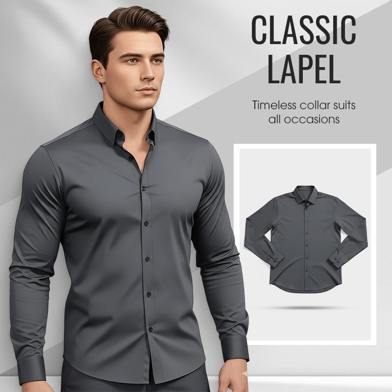 🔥Black-Friday-Mega-Angebot – 50 % Rabatt!🔥Herren Langarmhemd mit Stehkragen in Uni