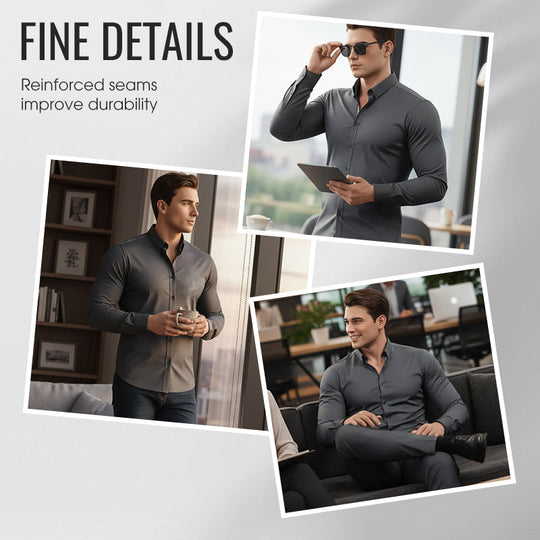 🔥Black-Friday-Mega-Angebot – 50 % Rabatt!🔥Herren Langarmhemd mit Stehkragen in Uni
