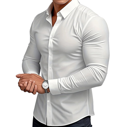 🔥Black-Friday-Mega-Angebot – 50 % Rabatt!🔥Herren Langarmhemd mit Stehkragen in Uni