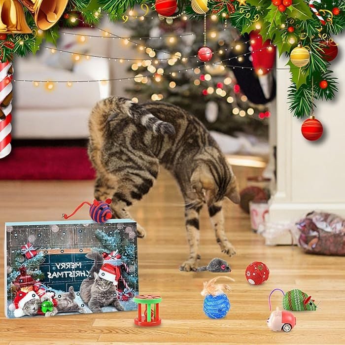 🎄🎁2025 Weihnachts-Countdown-Adventskalender mit Spielzeug für Katzen und Hunde🐾🥳