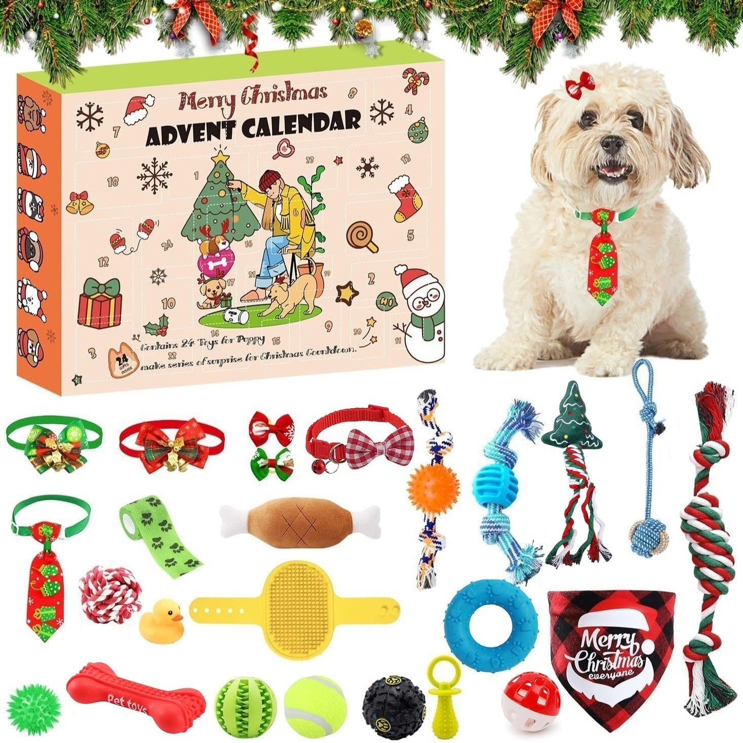 🎄🎁2025 Weihnachts-Countdown-Adventskalender mit Spielzeug für Katzen und Hunde🐾🥳
