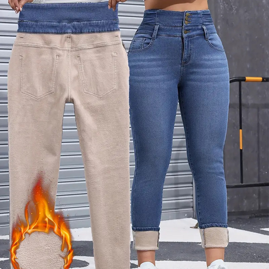 Modische, warme Damen-Jeans im lässigen Stil