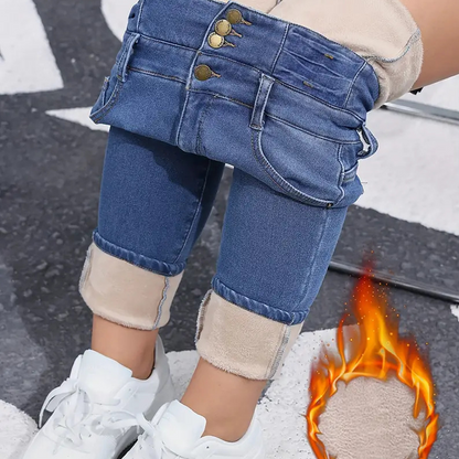 Modische, warme Damen-Jeans im lässigen Stil
