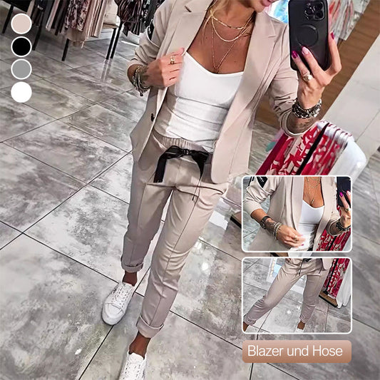 Bequem und stilvoll 🔥Lässiger, einfarbiger zweiteiliger Anzug für Damen