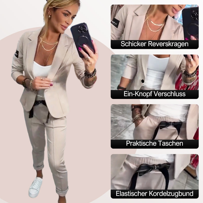 Bequem und stilvoll 🔥Lässiger, einfarbiger zweiteiliger Anzug für Damen