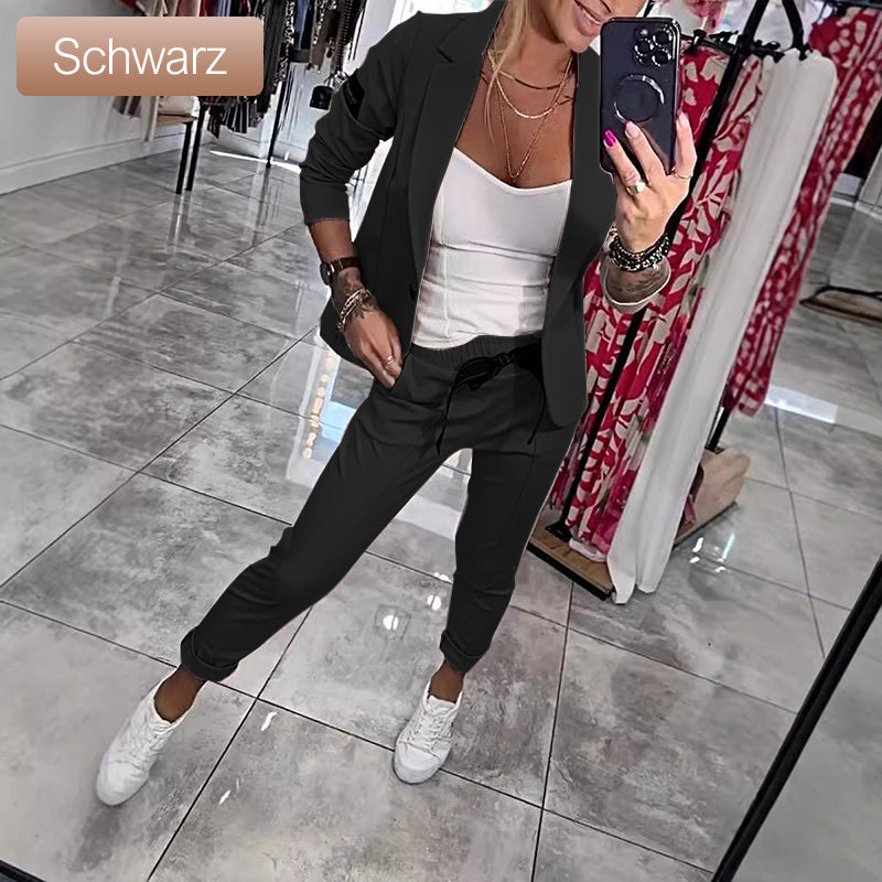 Cómodo y elegante 🔥Traje casual de dos piezas de color sólido para mujer.