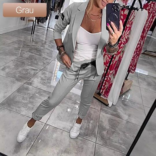Cómodo y elegante 🔥Traje casual de dos piezas de color sólido para mujer.