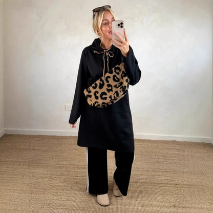 Übergroßes langes Kapuzenkleid für Damen mit Taschen