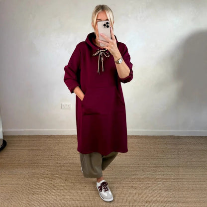 Übergroßes langes Kapuzenkleid für Damen mit Taschen