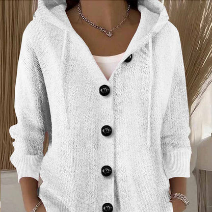 Damen einfarbige Strickjacke mit langen Ärmeln