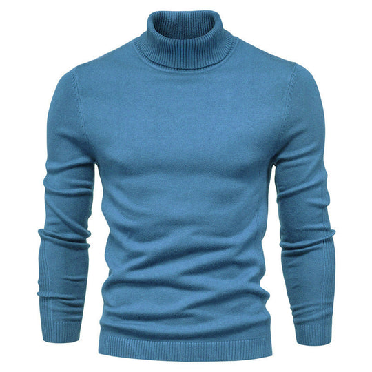 Einfarbiger Strickpullover mit Rollkragen für Herren