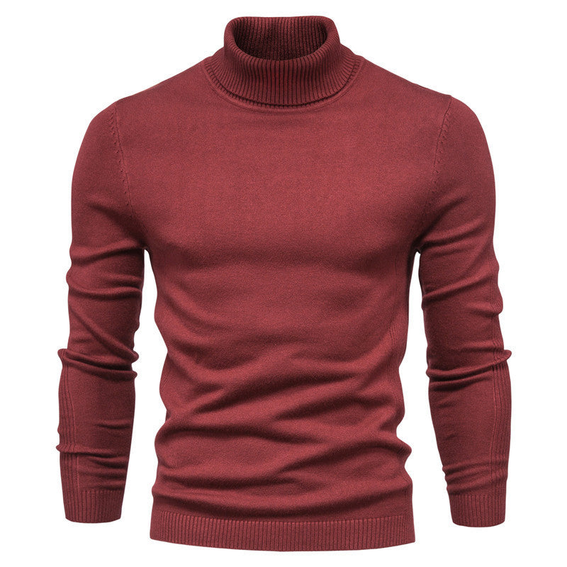 Einfarbiger Strickpullover mit Rollkragen für Herren
