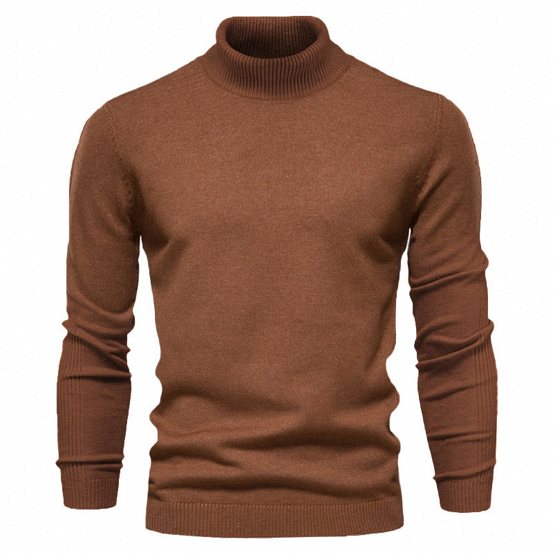 Einfarbiger Strickpullover mit Rollkragen für Herren