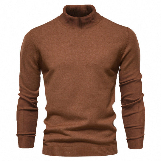Einfarbiger Strickpullover mit Rollkragen für Herren