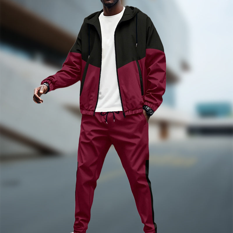 Sudadera con capucha en contraste para hombre &amp; Conjunto deportivo de pantalones de jogging cónicos