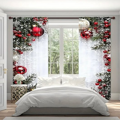 🎄Weihnachtsvorhänge 2-teilig für die Fensterdekoration