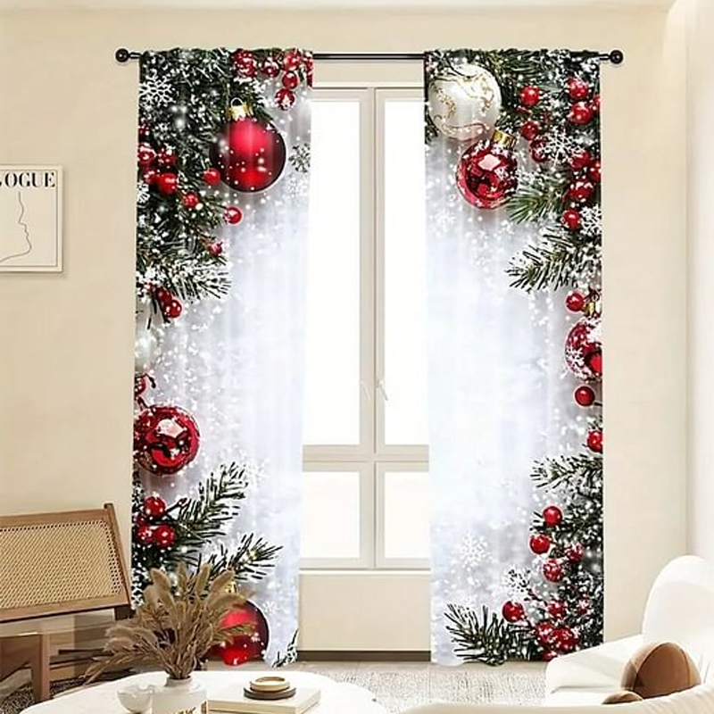 🎄Weihnachtsvorhänge 2-teilig für die Fensterdekoration