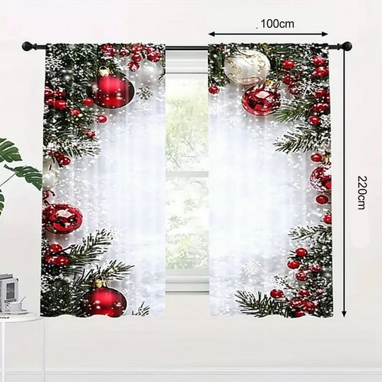 🎄Weihnachtsvorhänge 2-teilig für die Fensterdekoration