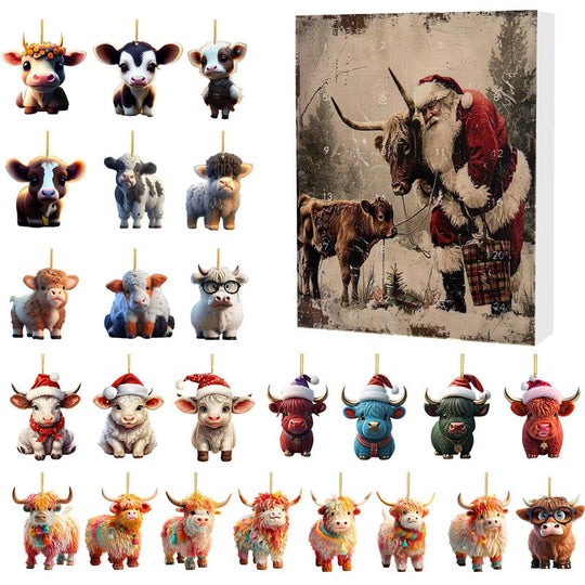 🎄Christmas Sale 50% Rabatt🎉Adventskalender mit Hochlandrind-Design