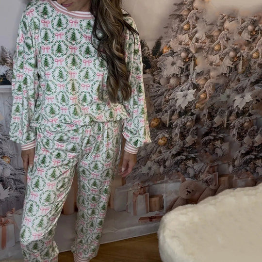 🌲🎀Gemütliches Weihnachts-Set aus Langarmshirt und Hose