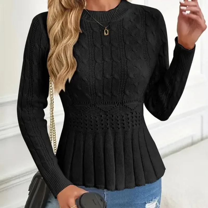 🎅🔥Buy 2 get free shipping⏳Women's Chunky-Knitted Crew Neck Peplum Sweater