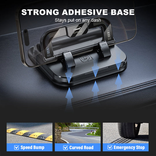 ✨✨ 360° drehbarer, faltbarer Handyhalter - 50 % Rabatt🚙🚙Universelles Design, rutschfeste Unterseite, geeignet für Schreibtisch, Auto und Reisen 🚗💻