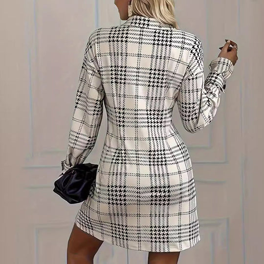 🔥Black-Friday-Mega-Angebot – 50 % Rabatt!🔥Anmutiges Karo-A-Linien-Hemdkleid für Damen