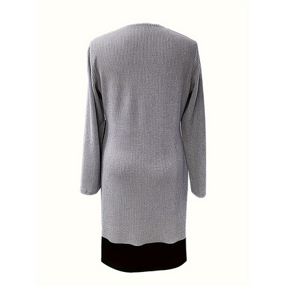 💃🌸Damenkleid in A-Linie, knielang, mit angedeutetem Zweiteiler-Look