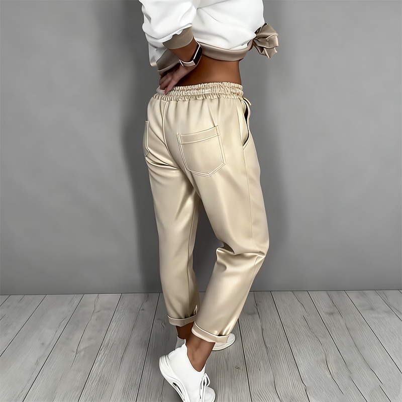🔥Zeitlich begrenztes Angebot – 2-teiliges Set für Damen, bestehend aus einem lässigen Oberteil mit V-Ausschnitt und einer Hose mit hoher Taille