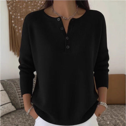 🔥Black-Friday-Mega-Angebot – 50 % Rabatt!🔥Damen Strickpullover mit Henley-Kragen