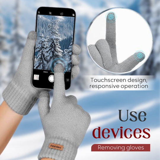 🧤 50% RABATT JETZT! ✨ Warme Thermo-Strickhandschuhe mit Touchscreen-Funktion - Weiches Fleecefutter mit Elastischem Bund für Outdoor-Aktivitäten ❄️📱