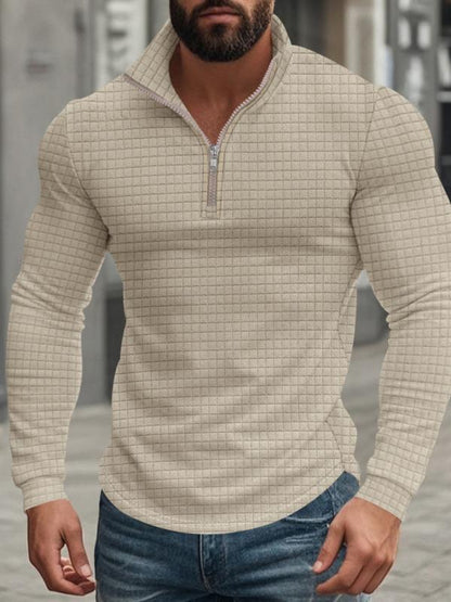 Herren Sweatshirt mit Stehkragen, Halbzip und Langarm