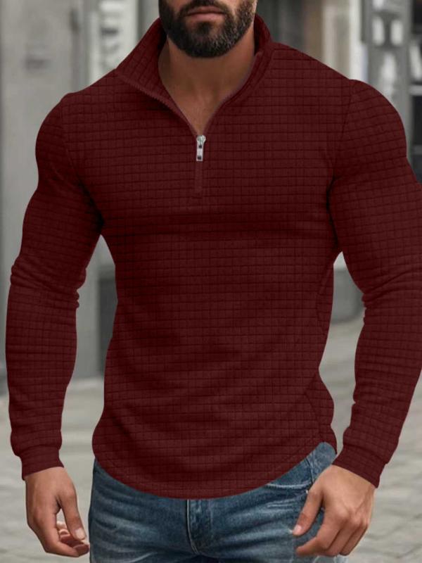 Herren Sweatshirt mit Stehkragen, Halbzip und Langarm