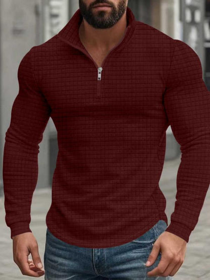 Herren Sweatshirt mit Stehkragen, Halbzip und Langarm