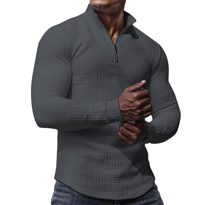 Herren Sweatshirt mit Stehkragen, Halbzip und Langarm