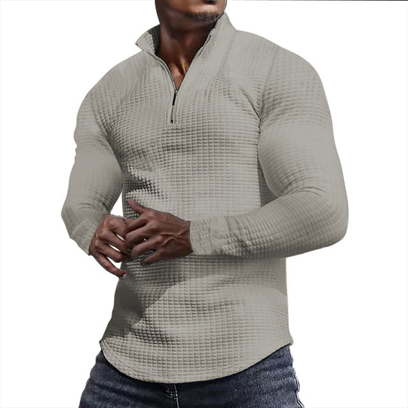 Herren Sweatshirt mit Stehkragen, Halbzip und Langarm