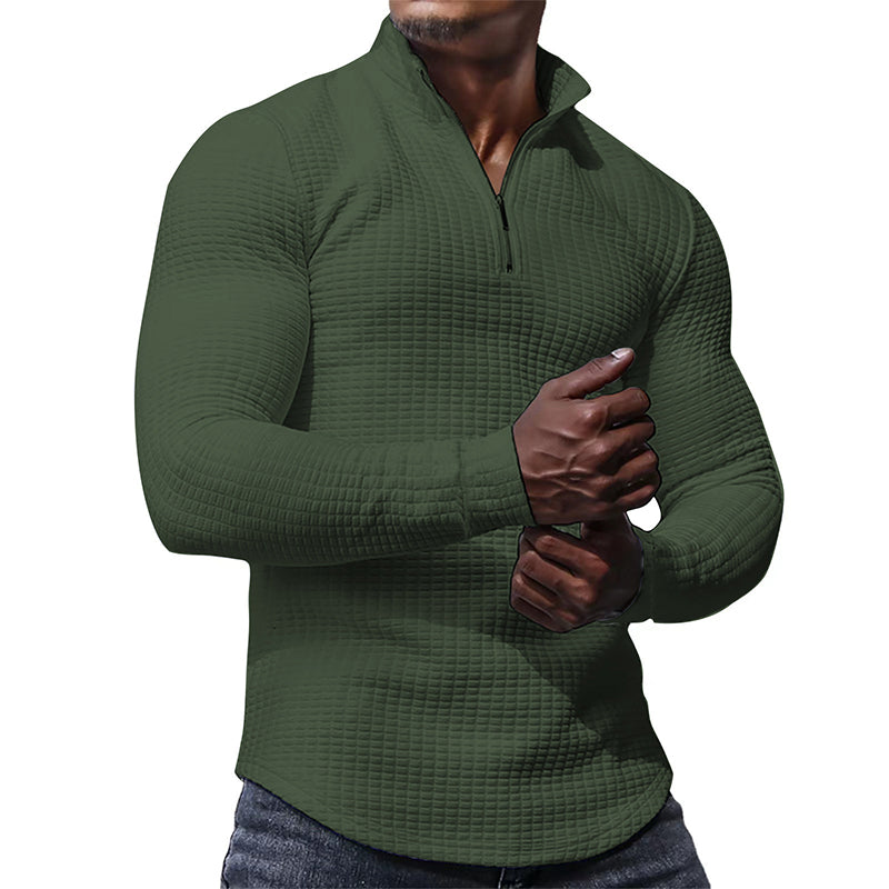 Herren Sweatshirt mit Stehkragen, Halbzip und Langarm
