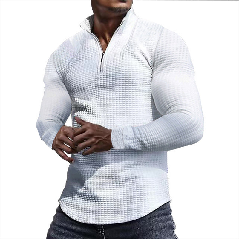 Herren Sweatshirt mit Stehkragen, Halbzip und Langarm