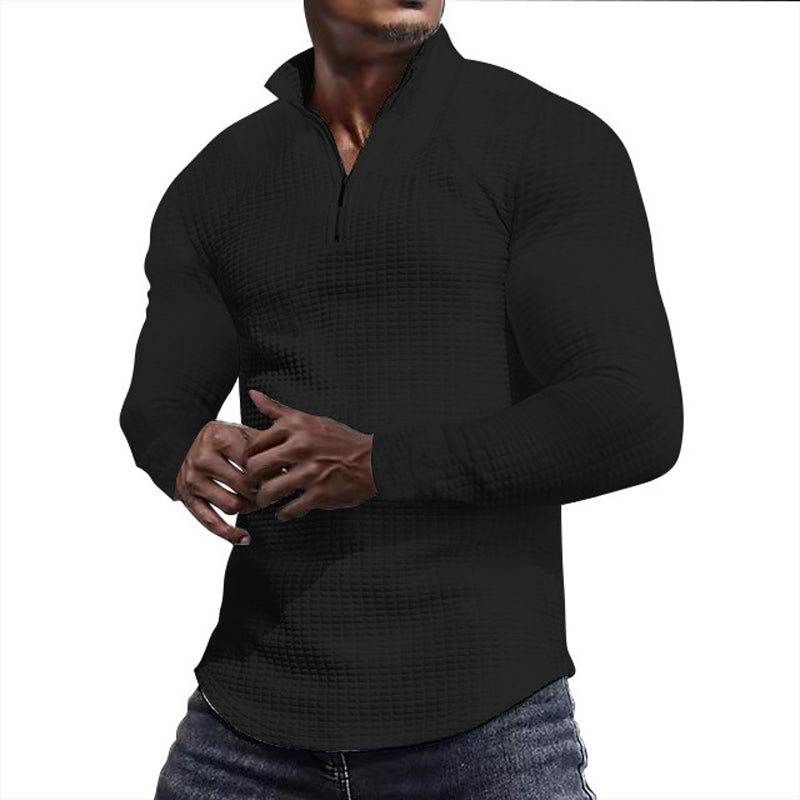 Herren Sweatshirt mit Stehkragen, Halbzip und Langarm