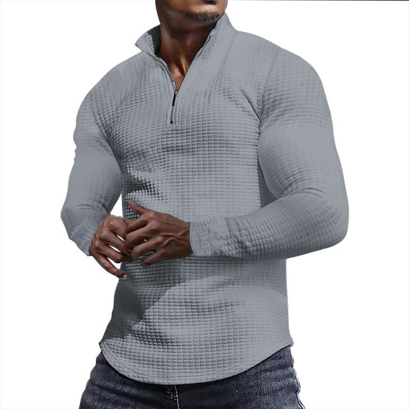 Herren Sweatshirt mit Stehkragen, Halbzip und Langarm