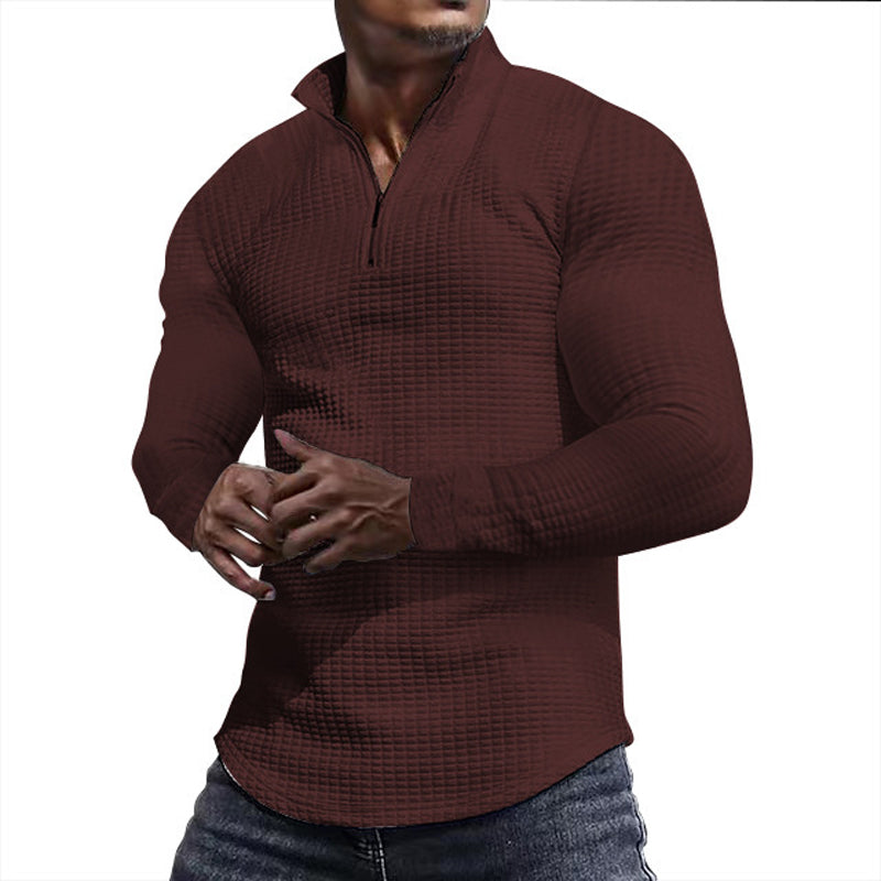Herren Sweatshirt mit Stehkragen, Halbzip und Langarm
