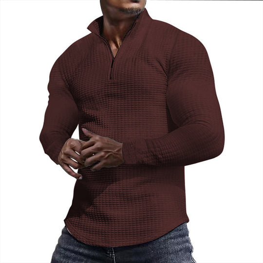 Herren Sweatshirt mit Stehkragen, Halbzip und Langarm
