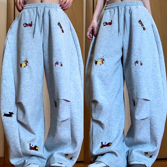 👖Bestickte Jogginghose mit Baggy-Passform und Kordelzug🐕‍🦺🚀Versandkostenfrei